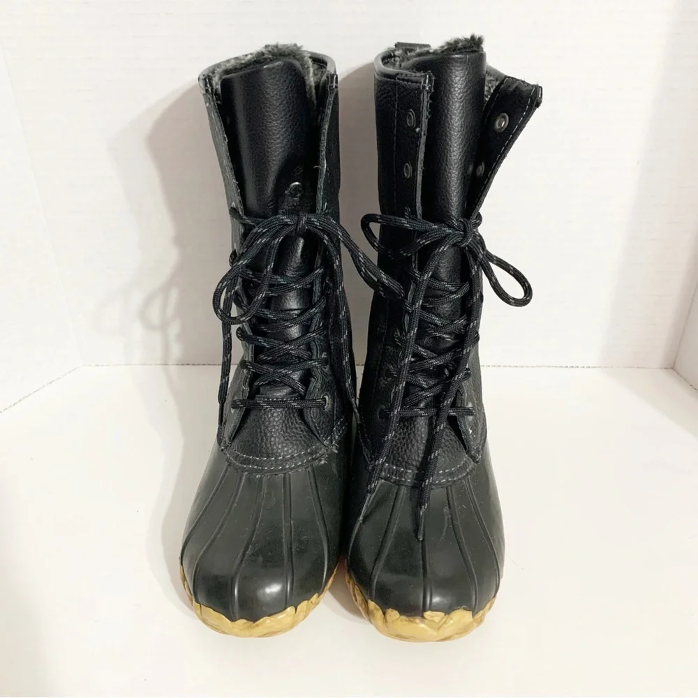 Sporto Daphne Leather Upper Waterproof Duck Boots Faux Fur Shearling Size 7